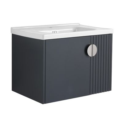 Sleek Wall-Mounted Vanity with Wave Plate and Sink