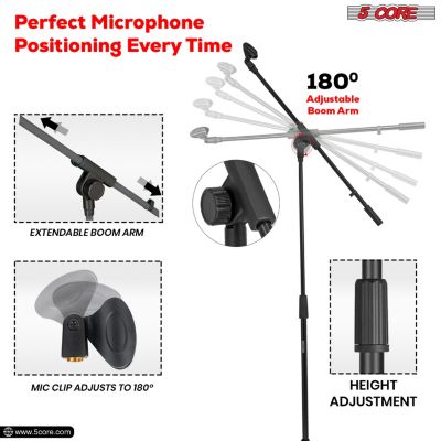 Tripod Mic Stand Heavy Duty Height Adjustable Floor Microphone Boom Arm Pedestal Para Microfono for Singing On Stage Studio - MS 080 4Pcs