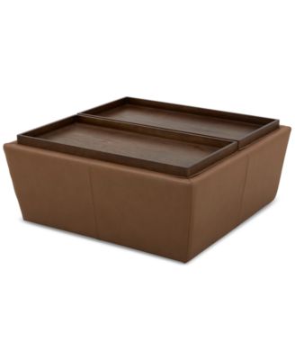 CLOSEOUT! Stolly Leather Storage Ottoman, Created for Macy's