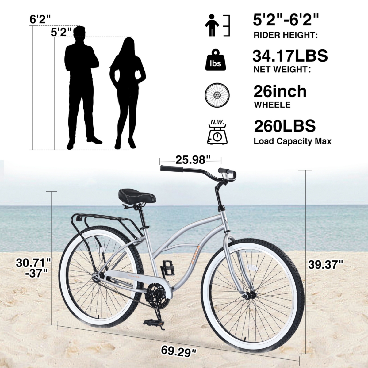 Streamdale Furniture Classic Men's Cruiser Bike 26