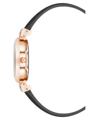 Women's Quartz Black Classic Leather and Rose Gold-Tone Alloy Metal Strap Watch, 28mm