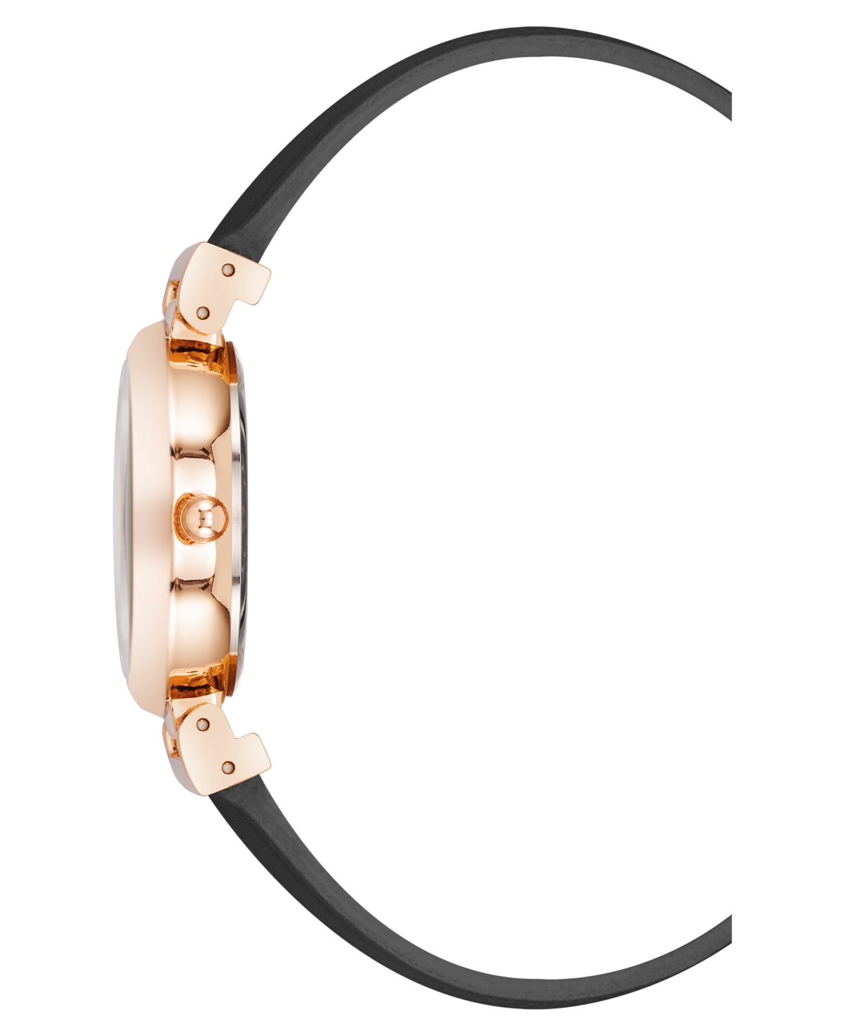 Anne Klein Women's Quartz Black Classic Leather And Rose Gold-tone Alloy Metal Strap Watch, 28mm In Black,pink,rose Gold-tone