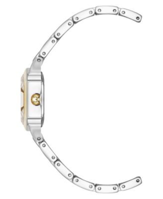 Women's Quartz Petite Hexagonal Two-Tone Alloy Metal Bracelet Watch, 21mm