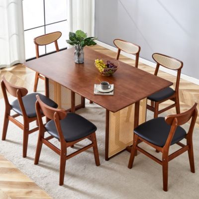 Simplie Fun Solid Wood Dining Set: Table & Chairs for Home & Office ...