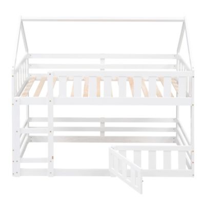 Streamdale Twin Over Twin House Bunk Bed With Fence And Door