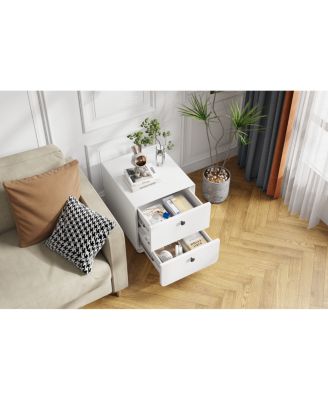 Nightstand Cabinet with 2 Drawers & Circular Handle