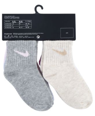 Baby Girls' or Baby Boys' and Toddler Swoosh Ankle Socks, 6-Pack