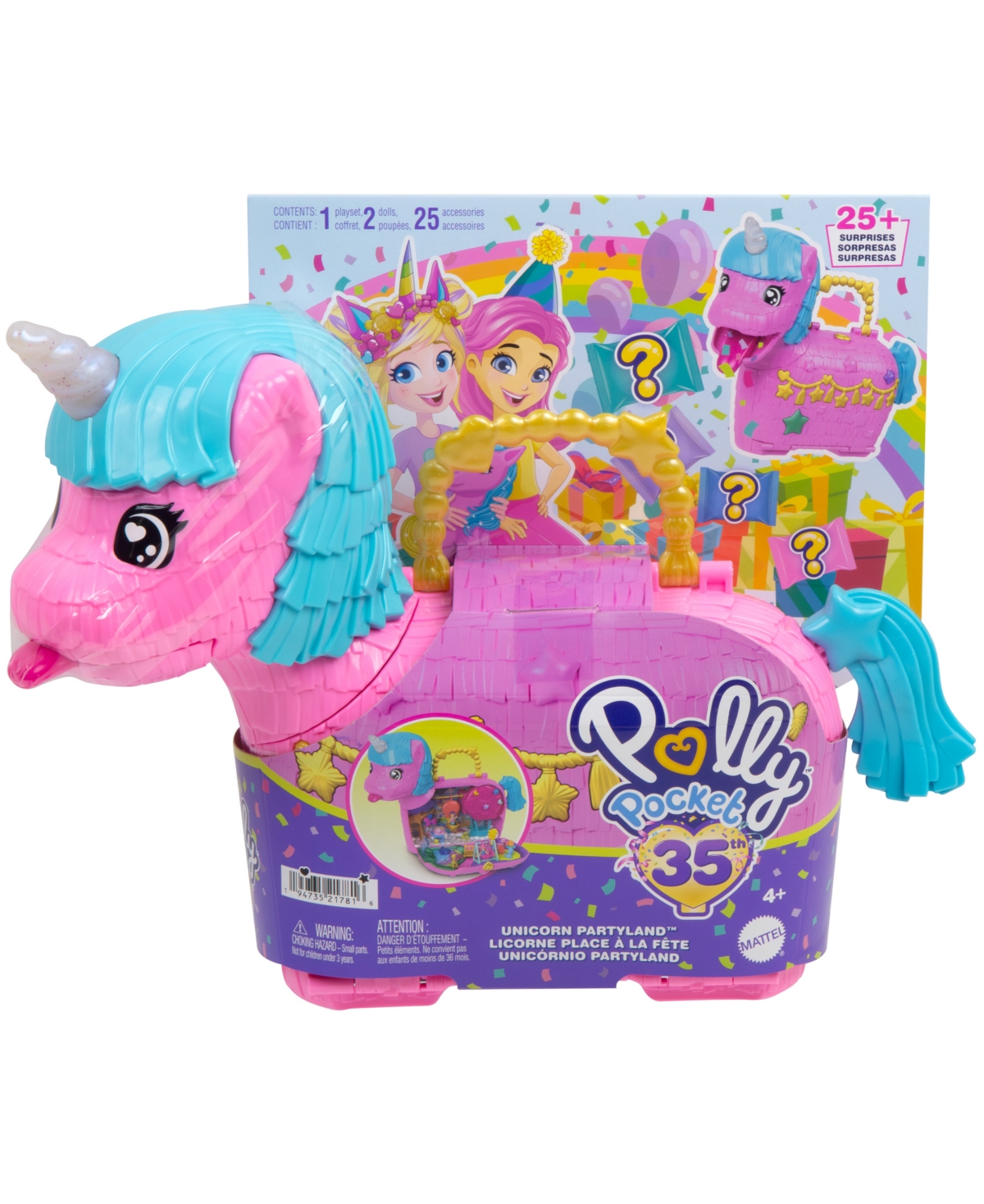 Polly Pocket Unicorn Partyland Playset With 2 Micro Dolls In Multi-color