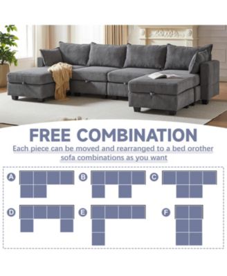 Flexible Modular Sectional Sofa with Storage