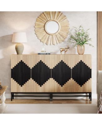 63-Inch FarmYFuse Sideboard Cabinet with Doors and Storage for Kitchen, Dining Room, or Living Room