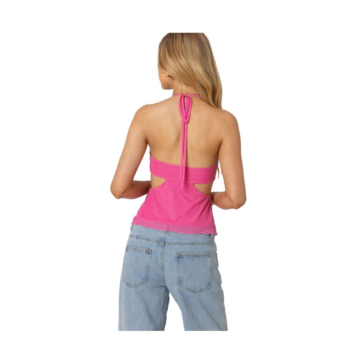 Edikted Women's Duo cutout mesh halter top