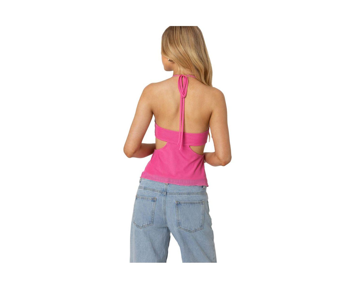 Duo cutout mesh halter top