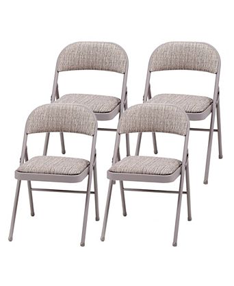 Sudden Comfort Deluxe Metal Fabric Padded Folding Chair Set, Gray (4 Pack)