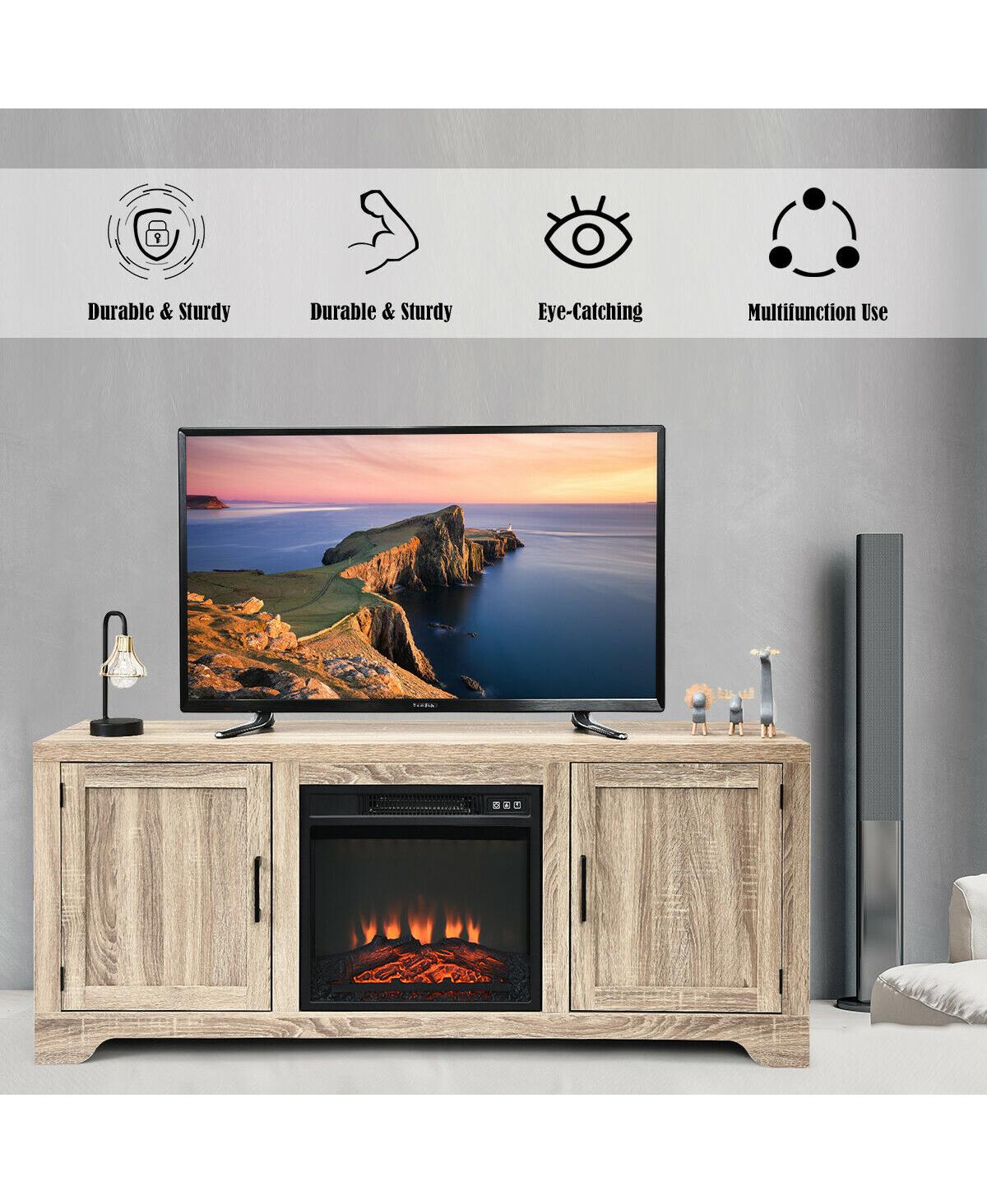 Gymax Tv Stand Entertainment Center Console Home Media Storage W/ 2 Doors for Tv