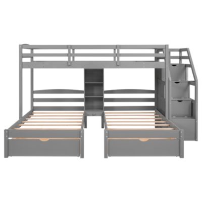 Streamdale Triple Twin Bunk Bed with Drawers & Staircase Storage