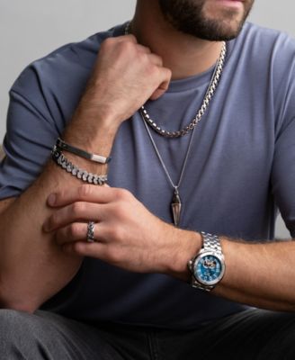 Marc Anthony Men's Black Diamond Chain Link Motif Ring (1/5 ct. t.w.) in Sterling Silver-Plate, BVR1023-WSAA