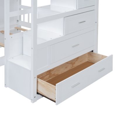 Full Over Twin Bunk Bed With Wardrobe, Drawers