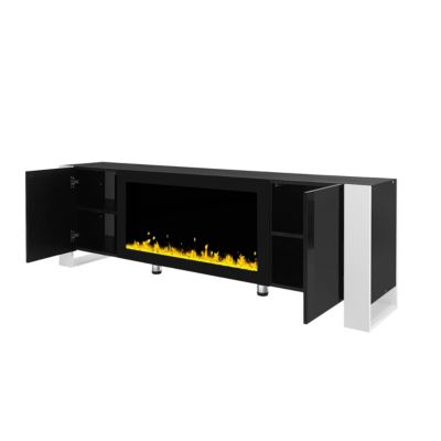 Streamdale High Gloss White TV Stand with Electric Fireplace