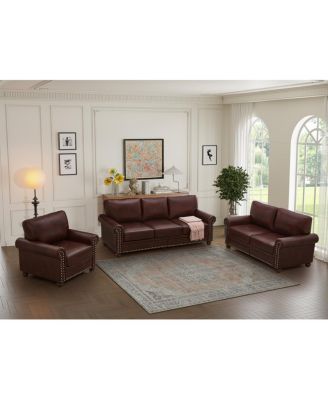 Burgundy Faux Leather Sectional Sofa