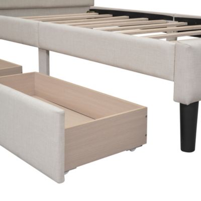Streamdale Twin Size Upholstered Platform Bed With 2 Drawers