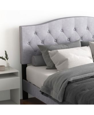 Queen Size Upholstered Platform Bed with Button Tufted Headboard-Queen Size