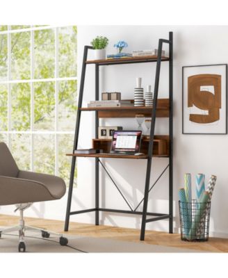 71in High Freestanding Laptop Desk with Open Shelves for Living Room Bedroom Study