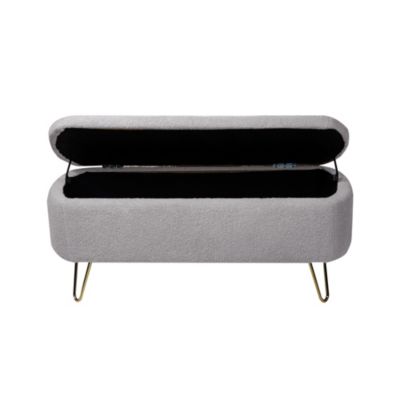 Streamdale Gold Ottoman Bench with Faux Fur