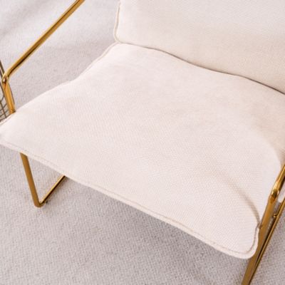 Streamdale Gold-plated Upholstered Armchair with Arm Pockets