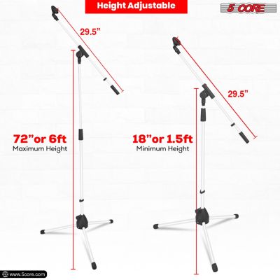 Tripod Mic Stand Pair Heavy Duty Height Adjustable Floor Microphone Boom Arm Pedestal Para Microfono for Singing On Stage Studio - MS 080 WH 2PC