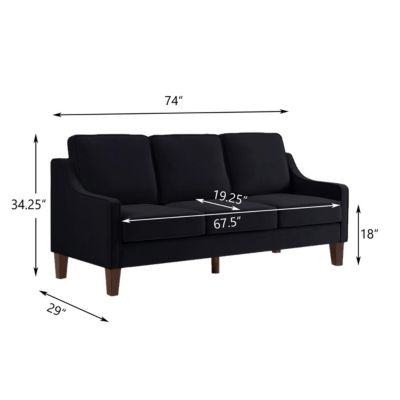 Modern Velvet 3-Seat Sofa with Removable Cushions