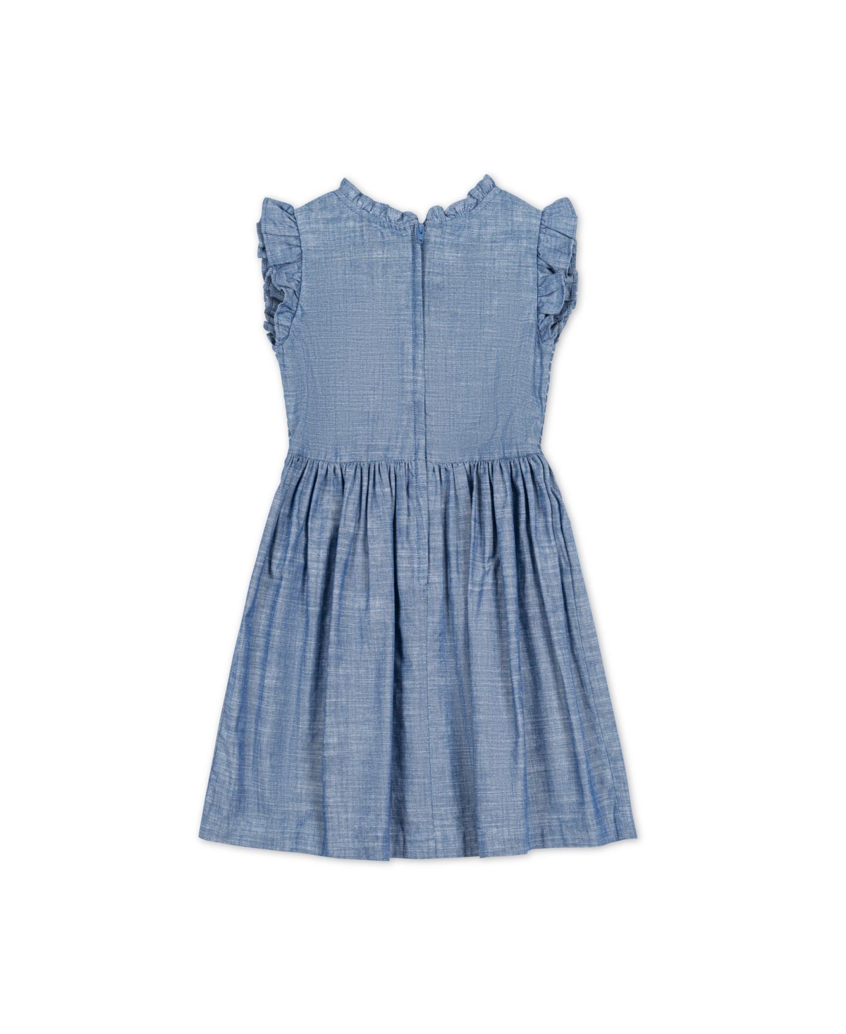 Hope & Henry Toddler Girls Organic Flutter Sleeve Smocked Bodice Chambray Dress