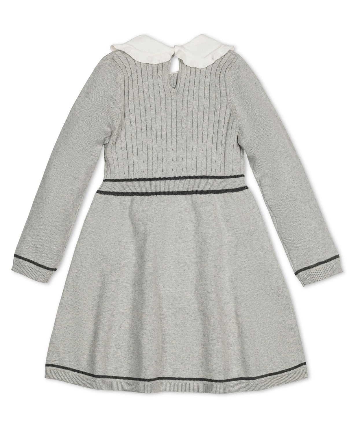 Hope & Henry Big Girls Organic Long Sleeve Cable Knit Peter Pan Collar Sweater Dress