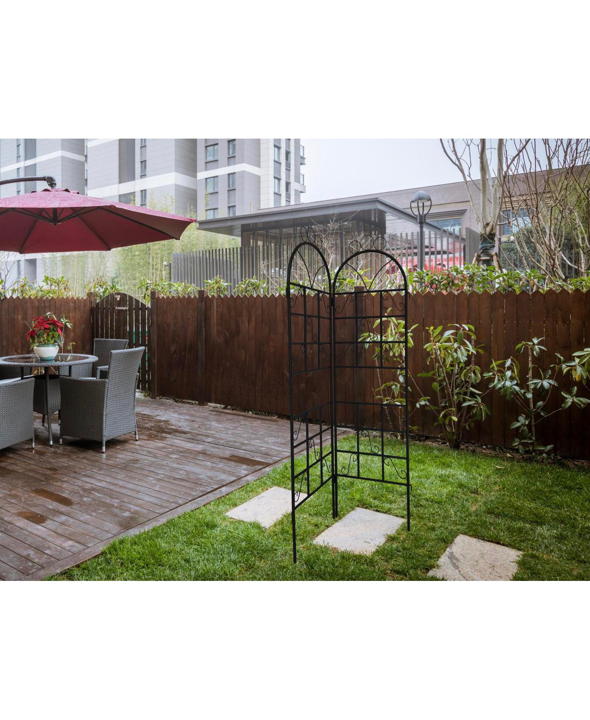 Streamdale Furniture 1Set (2 Pieces) Metal Garden Trellis For Climbing Plants Outdoor Rustproof Plant Support- Black