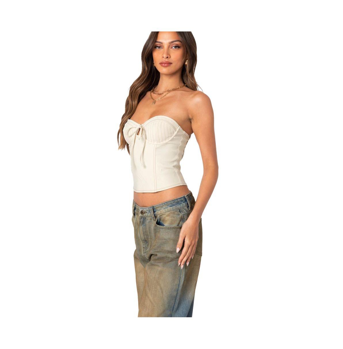 Edikted Women's June Tie Front Strapless Corset