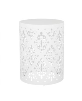 Streamdale Airy Modern Side Table with Iron Cut Floral Design
