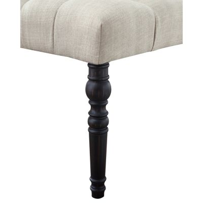 Fabric Tufted Turned Leg Dining Bench