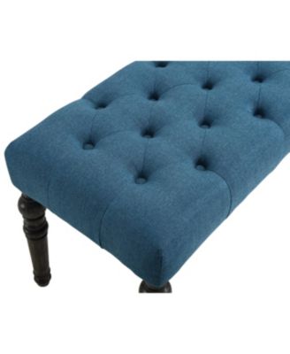 Fabric Tufted Turned Leg Dining Bench, Blue