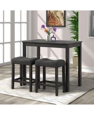 Wood 3-Piece Counter Height Dining Set, Gray