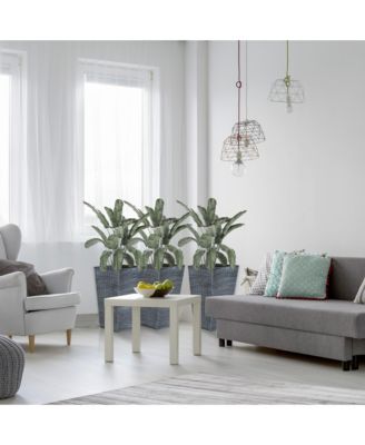 Stylish Rattan-Like Set of 3 Self-Draining Planter Pots (14x14x24")