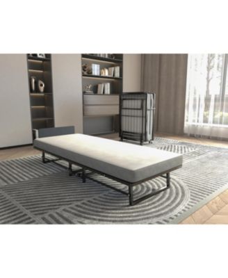 Folding Bed Frame with Foam Mattress and Castors