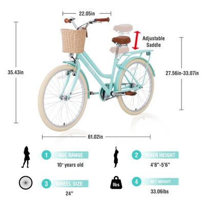 Streamdale 24" Steel Frame Girls Bike for 10+ Years