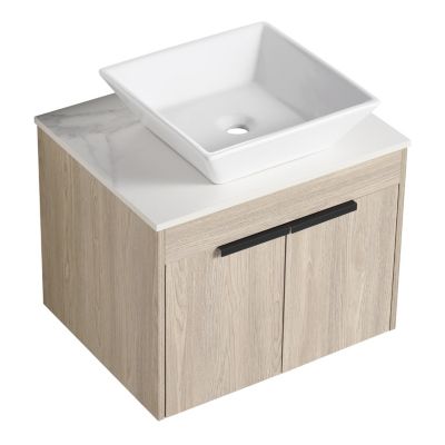 24" Modern Design Float Bathroom Vanity With Ceramic Basin Set