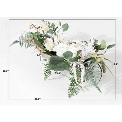 Faux 10 Inch Rose & Fern Potted Arrangement