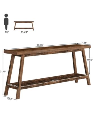 Farmhouse 70.9-Inch 2-Tier Wooden Console Table for Entryway or Behind Sofa