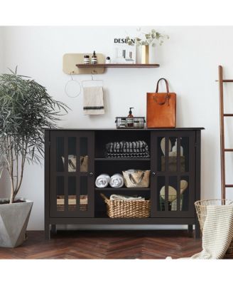 Wood TV Stand Entertainment Media Center Console for TV up to 50'' Brown