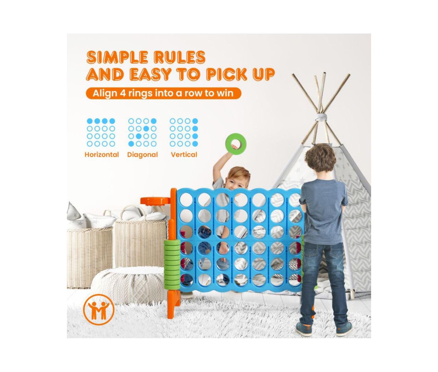 Детская настольная игра GIVIMO 4-to-Score Giant Board Game, Ages 3+, цвет: Оранжевый — фото 3