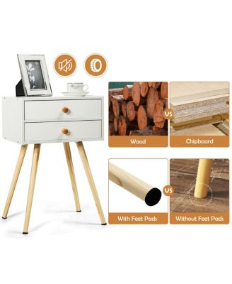 Midcentury Modern Bedside Table with 2 Drawers