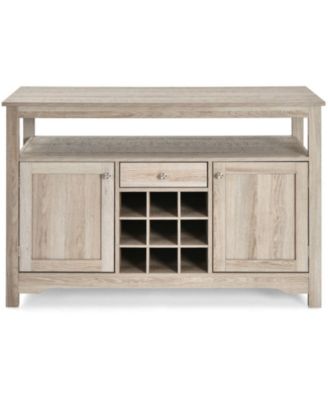  46" MDF Wine Rack, Open Shelf, Adjustable Shelves, Utility Drawer, Anti-Tip Buffet Sideboard Cabinet