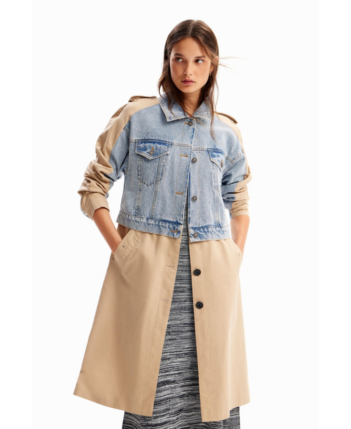 Desigual Women's Hybrid denim trench coat