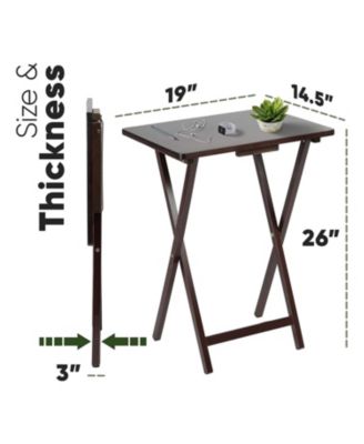 Folding TV Snack Tray Folding Table Desk Stand, Espresso Brown, Set of 2
